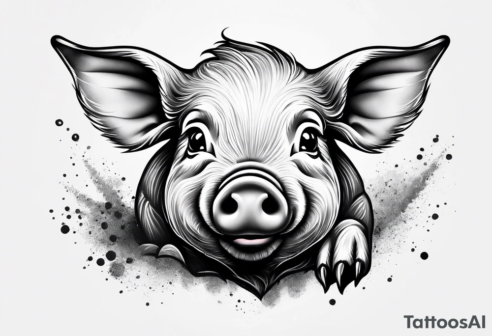cute piglet tattoo idea
