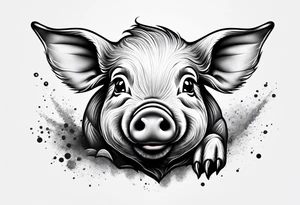 cute piglet tattoo idea