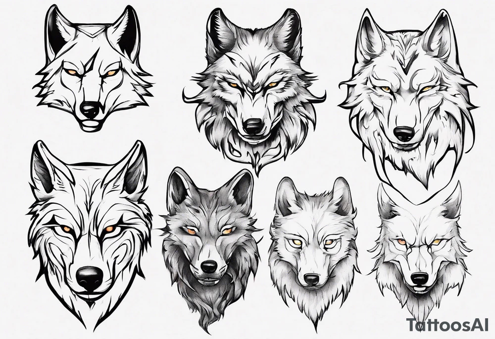 wolf head tattoo idea
