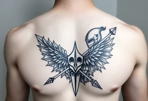chest japan theme knight with arrow tattoo idea