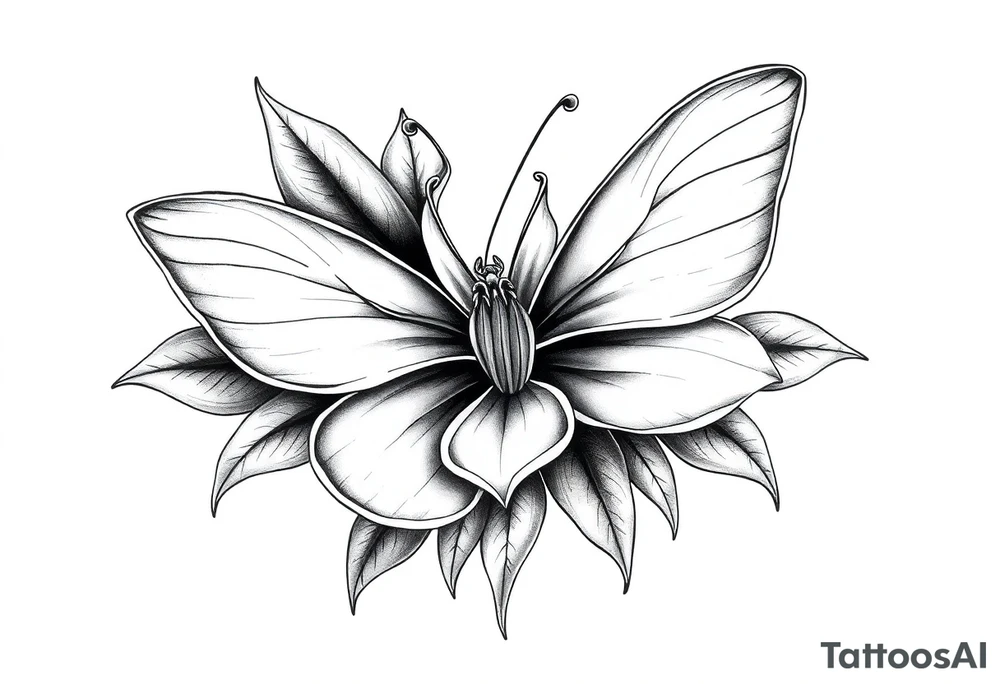 Magnolia flower, butterfly tattoo idea