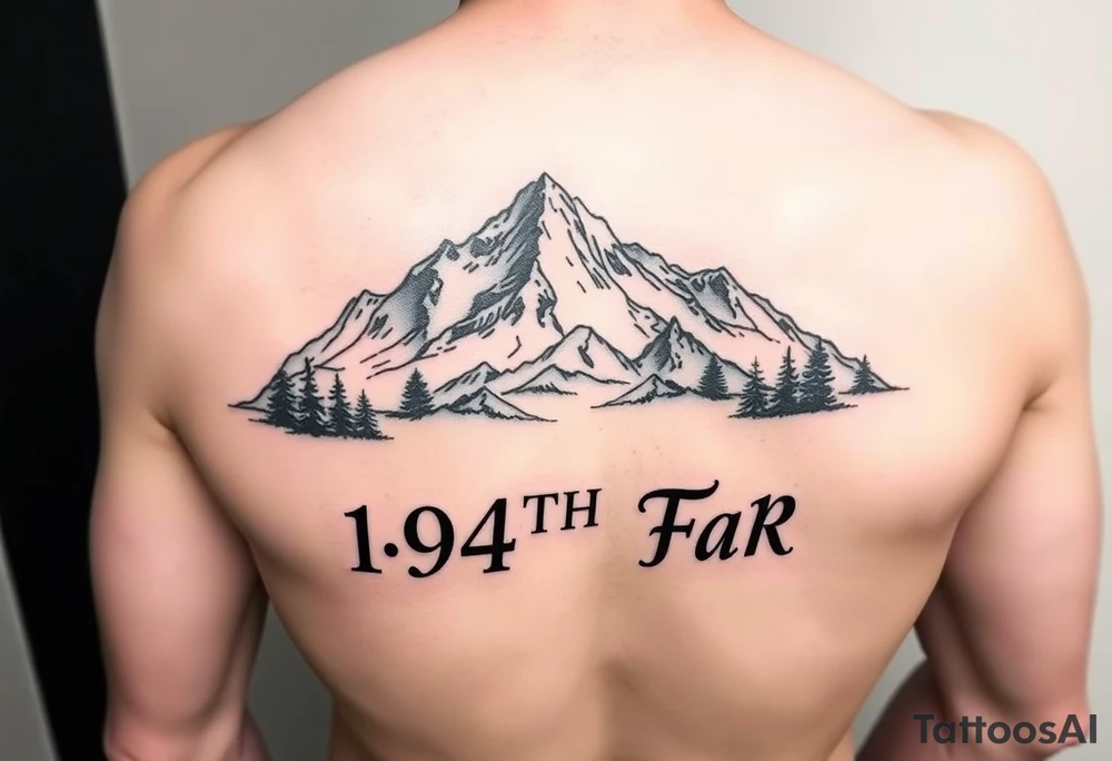 American traditional style with a mountain and HIMARs and the saying 1-94TH FAR FULL COLOR tattoo idea