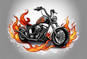 Flame letter font of word CHOPPER with smoke background tattoo idea