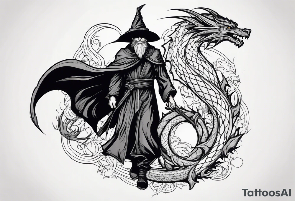 Wizard with dragon tattoo idea