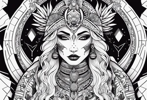 kali, alien goddess, valkrye, pirate, divine feminine, zenza resonance, pachamama, lotus azul, blank panther, eagle, skull, 5D, nueva gaya, dna 12 tattoo idea