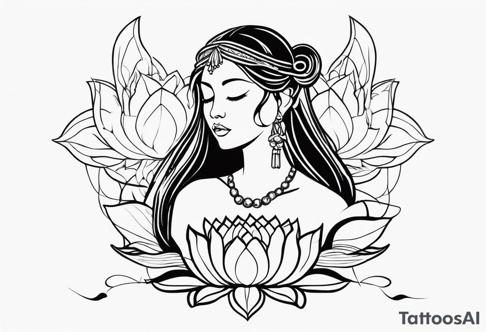 harpe en feuille de lotus tattoo idea