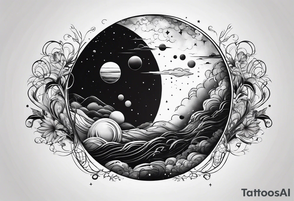 Planet symboling ease of moving from one part to another tattoo idea