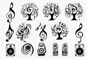 music speaker note tree stave note tattoo idea