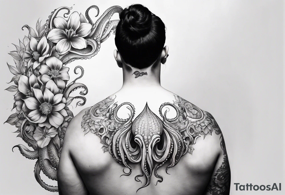 I am creating an arm piece that consists of octopus tentacles and floral all the way up tattoo idea