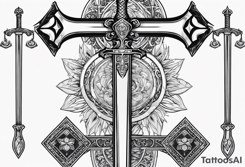 Sword with Libra scales,  cybersigilism, tattoo idea