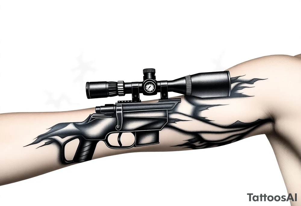 scope crosshairs with eerie fog in background tattoo idea