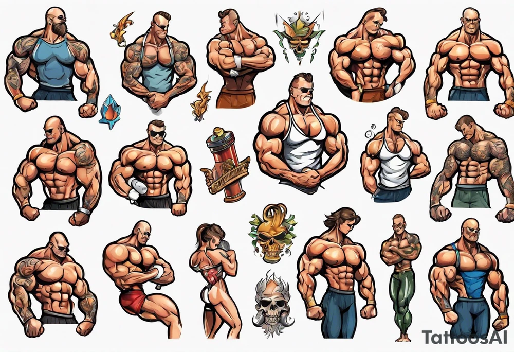 SHIP8 INC. as bodybuilder flexing tattoo idea