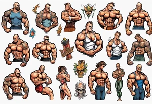 SHIP8 INC. as bodybuilder flexing tattoo idea