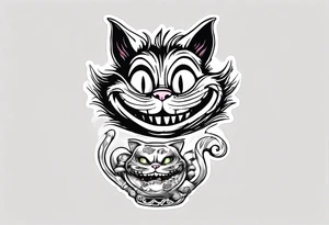 Cheshire Cat From Alice in wonderland with quote tattoo idea