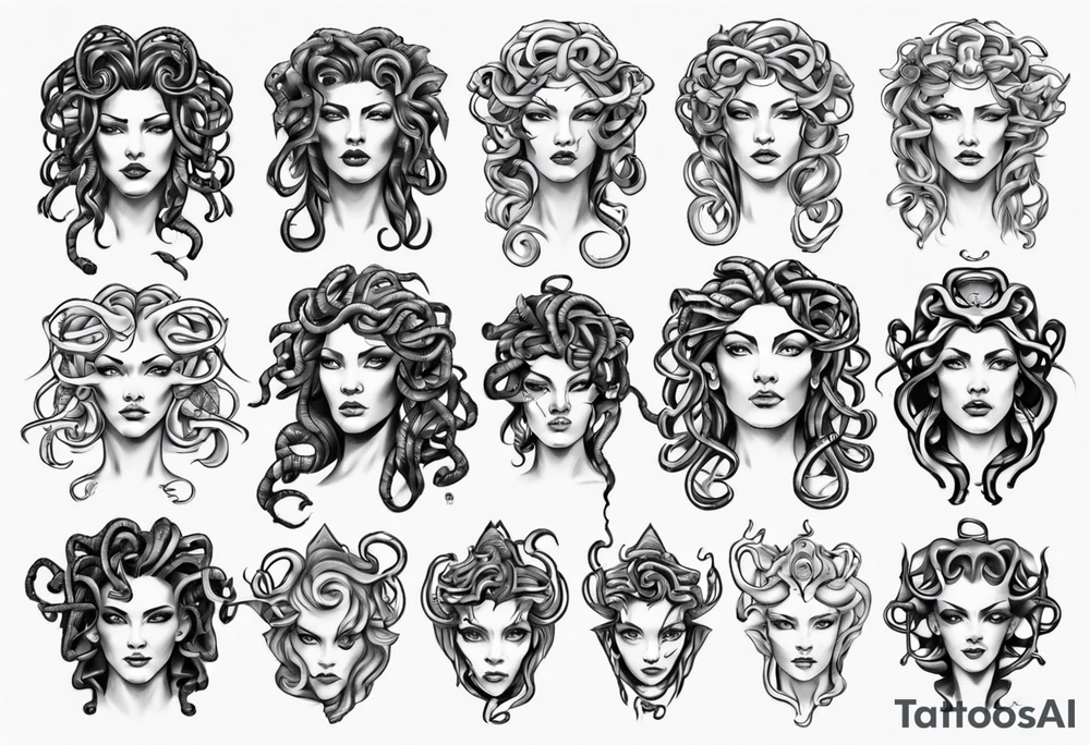 Medusa front profile tattoo idea