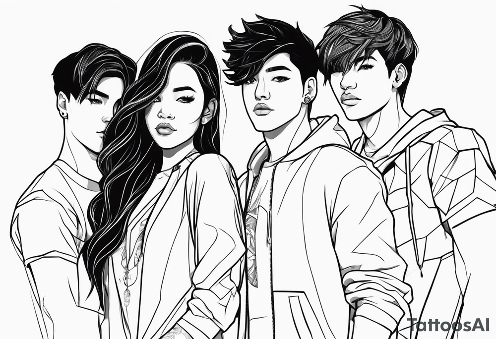 4 boys 1 girl outline tattoo tattoo idea