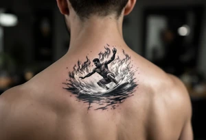 barefoot water skier, surrounded by fire and water tattoo idea