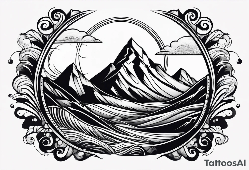 mountain and wave tattoo idea