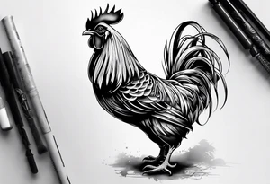 rooster holding a machine gun tattoo idea