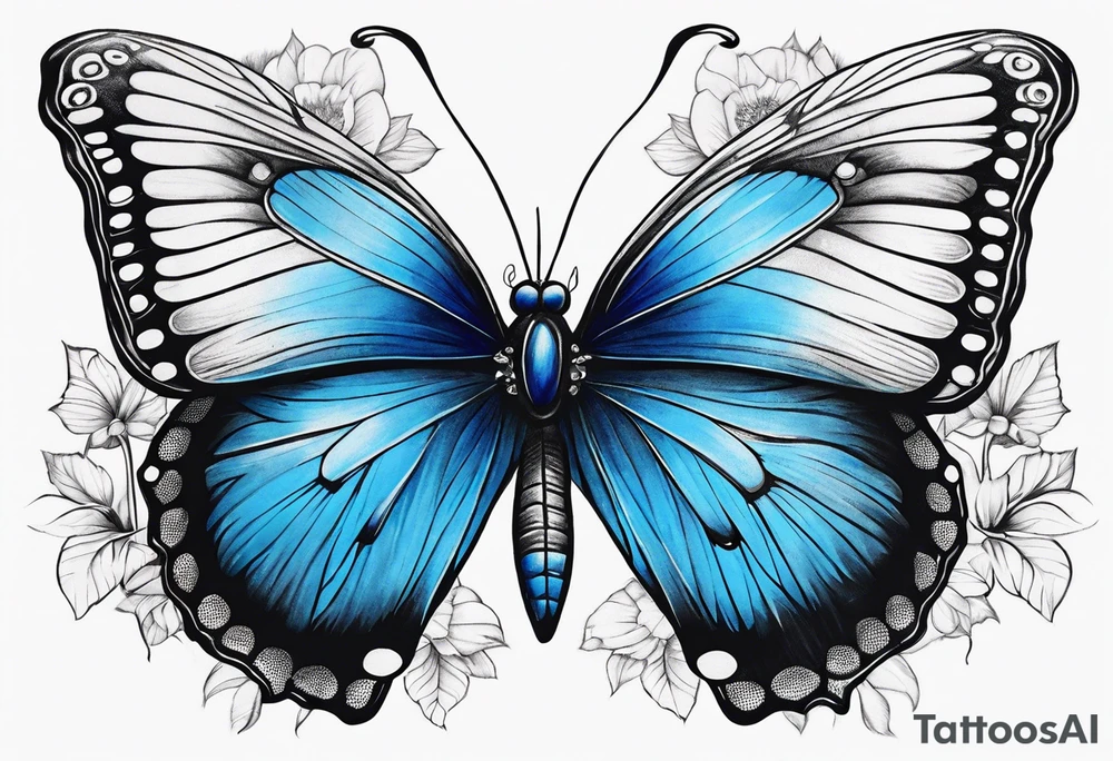 Blue butterfly tattoo idea