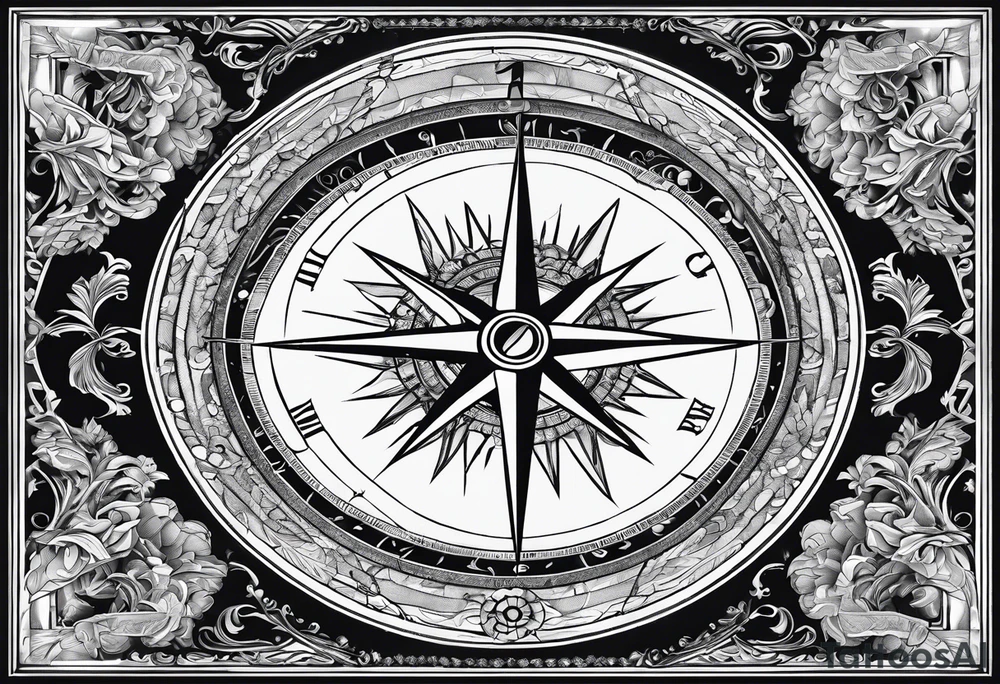 flat map with compass tattoo idea