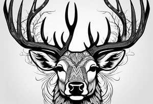 deer head  mountain forest tattoo idea