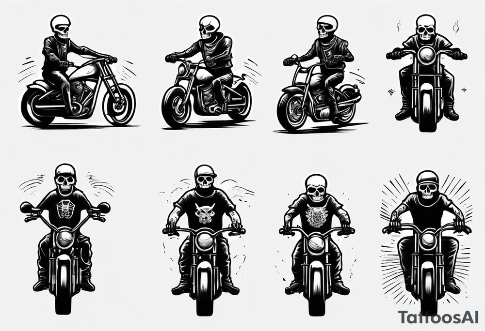 Motorcycle and skeleton riding tattoo idea