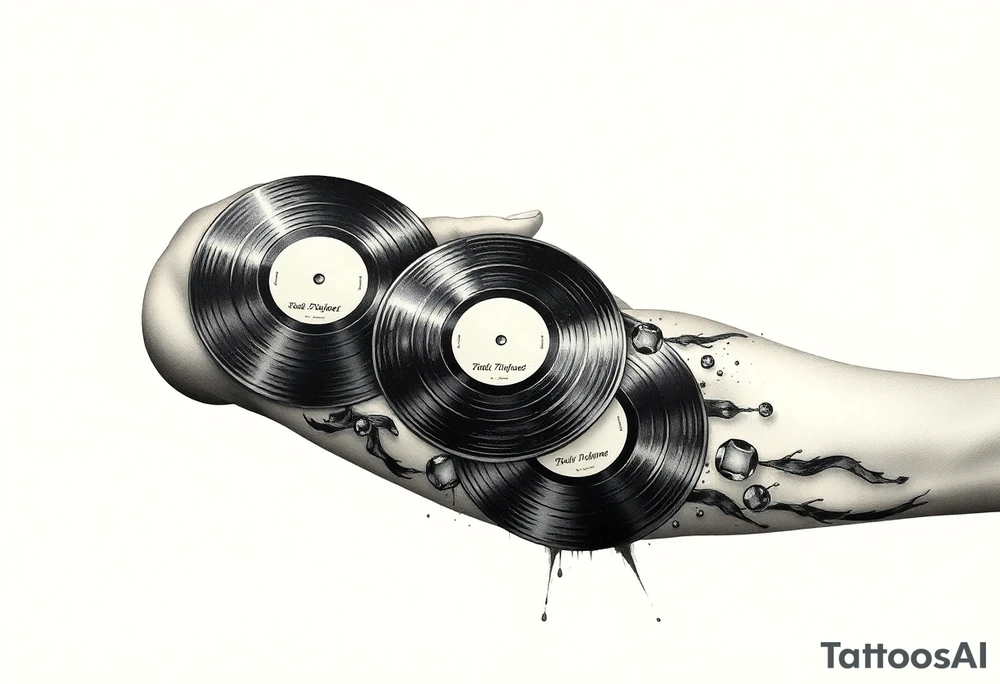 vinyl records with water color tattoo idea