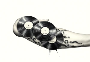 vinyl records with water color tattoo idea