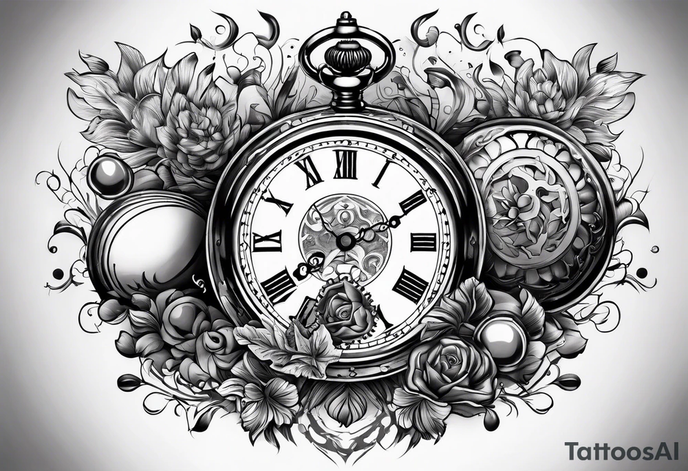 Old school pocket watch exploded showing inner mechanism tattoo idea