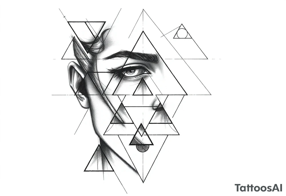 Geometric, triangles, lines, circles tattoo idea