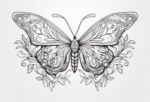 small ornate floral and butterfly sternum tattoo tattoo idea