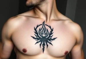 a flame imprisoned in a roots circle tattoo idea