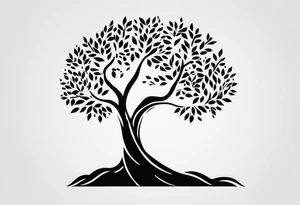 tree tattoo that uses the initials JMWE and a larger R tattoo idea