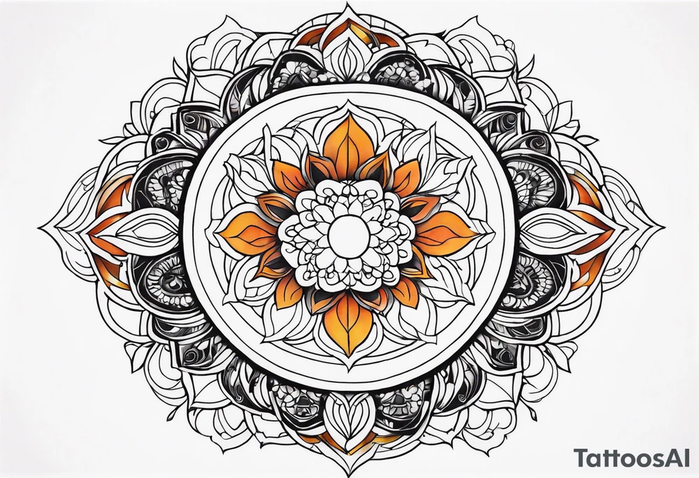 male moon mandala Knee tattoo in fall colors tattoo idea