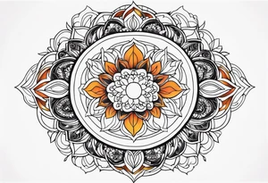 male moon mandala Knee tattoo in fall colors tattoo idea