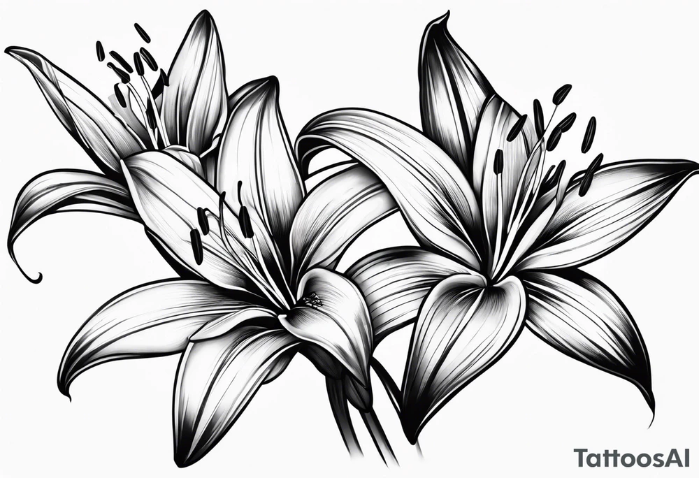 Lily flowers with stalk tattoo idea