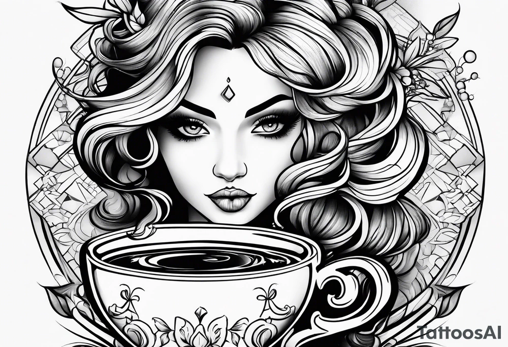 she whiskey in tea cup tattoo idea