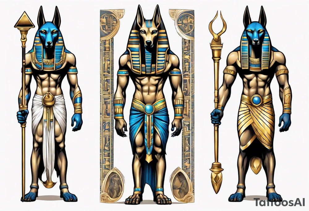 anubis and horus full arms tattoo idea