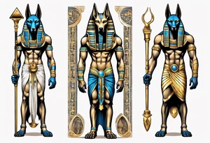 anubis and horus full arms tattoo idea