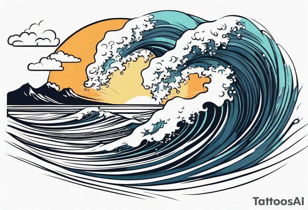 picture 8 by 8 centimeters of sea waves before a storm tattoo idea