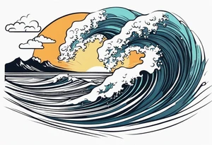 picture 8 by 8 centimeters of sea waves before a storm tattoo idea