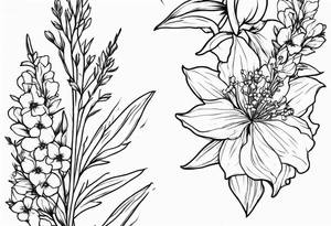 Bouquet with larkspur tattoo idea