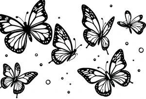Basic outlines butterflies with lots of sparkles and some bubbles tattoo idea