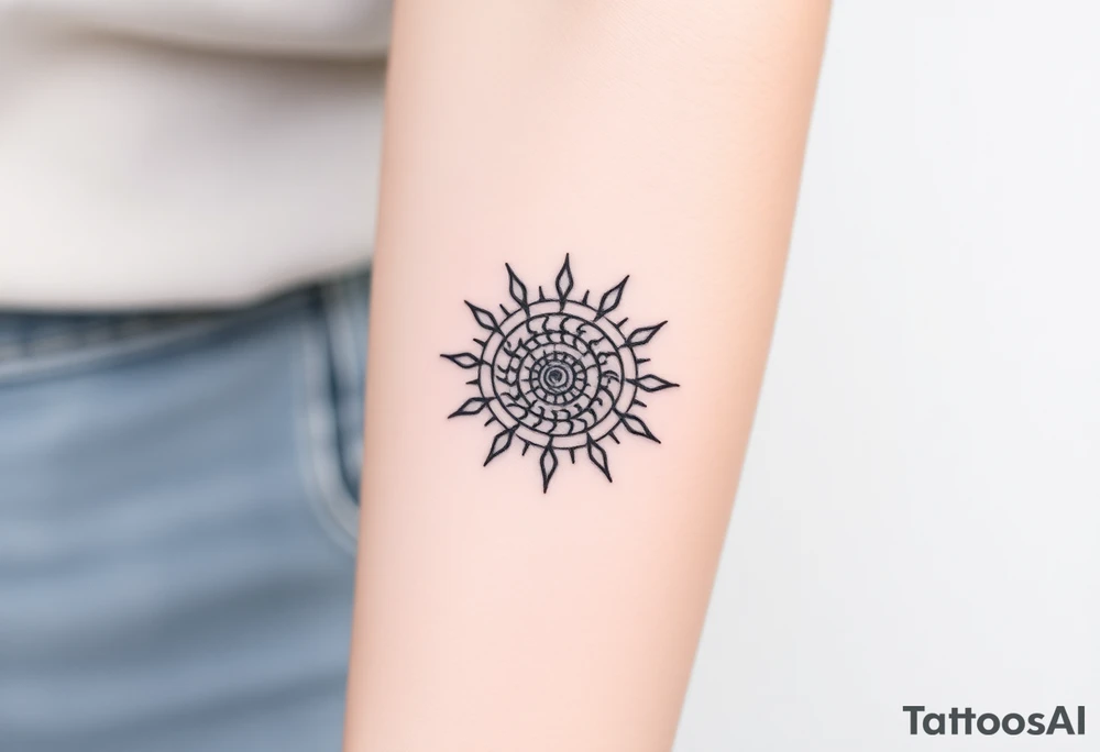 Fibonacci spiral sun tattoo idea
