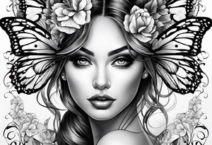 Butterfly but with portrait on 1 wing tattoo idea