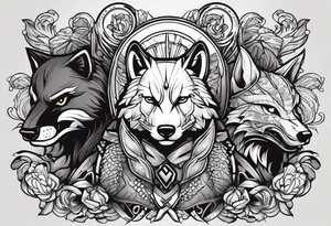 a super hero team which is combination of animals.
One is Badger/Wolverine One is Bull One is Wolf One is Axolotl One is Canary One is Lizard One is Cat tattoo idea