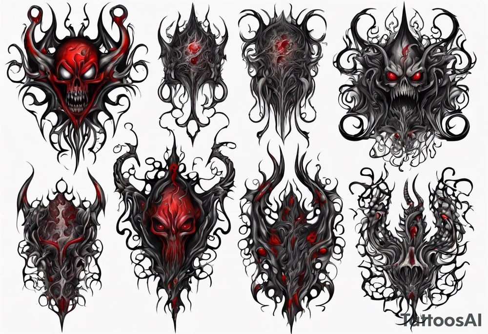 Blood
Tendrils
Black
Pattern
Monster
Gothic tattoo idea