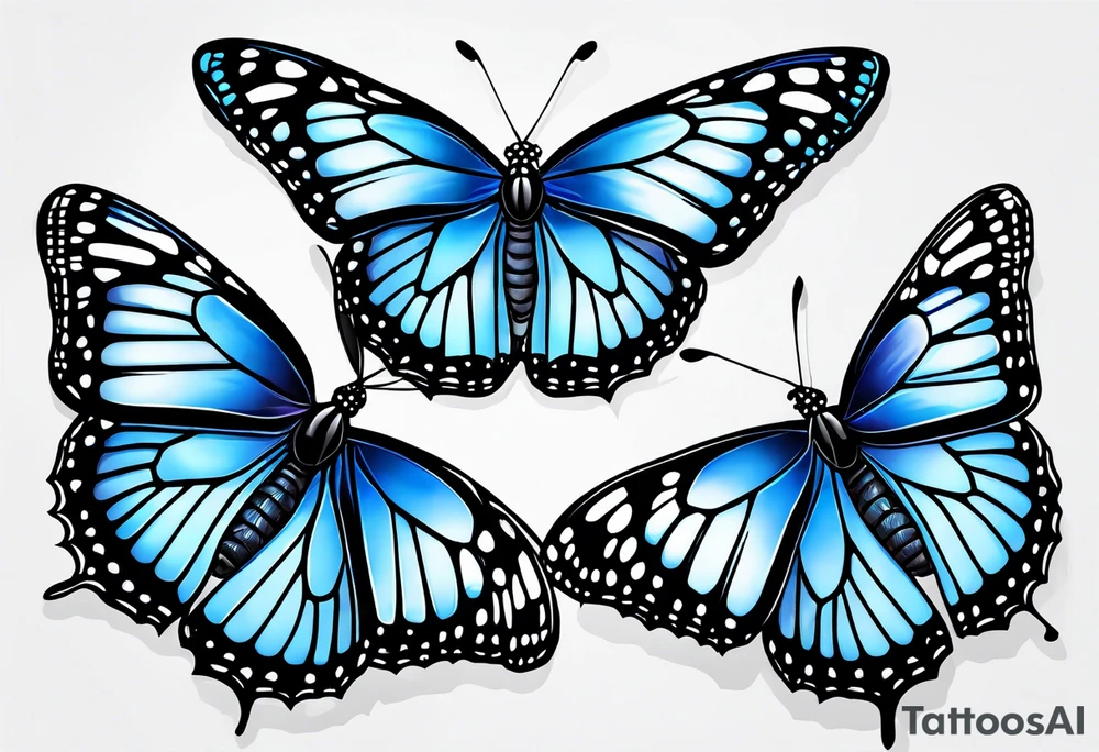 blue monarch butterflies tattoo idea