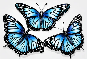 blue monarch butterflies tattoo idea